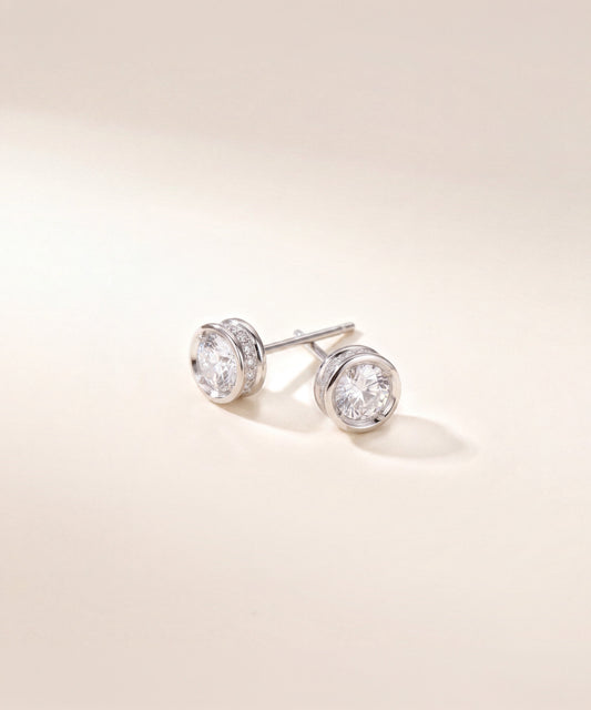 0.3ct 랩그로운 다이아몬드 베젤 파베 스터드 귀걸이