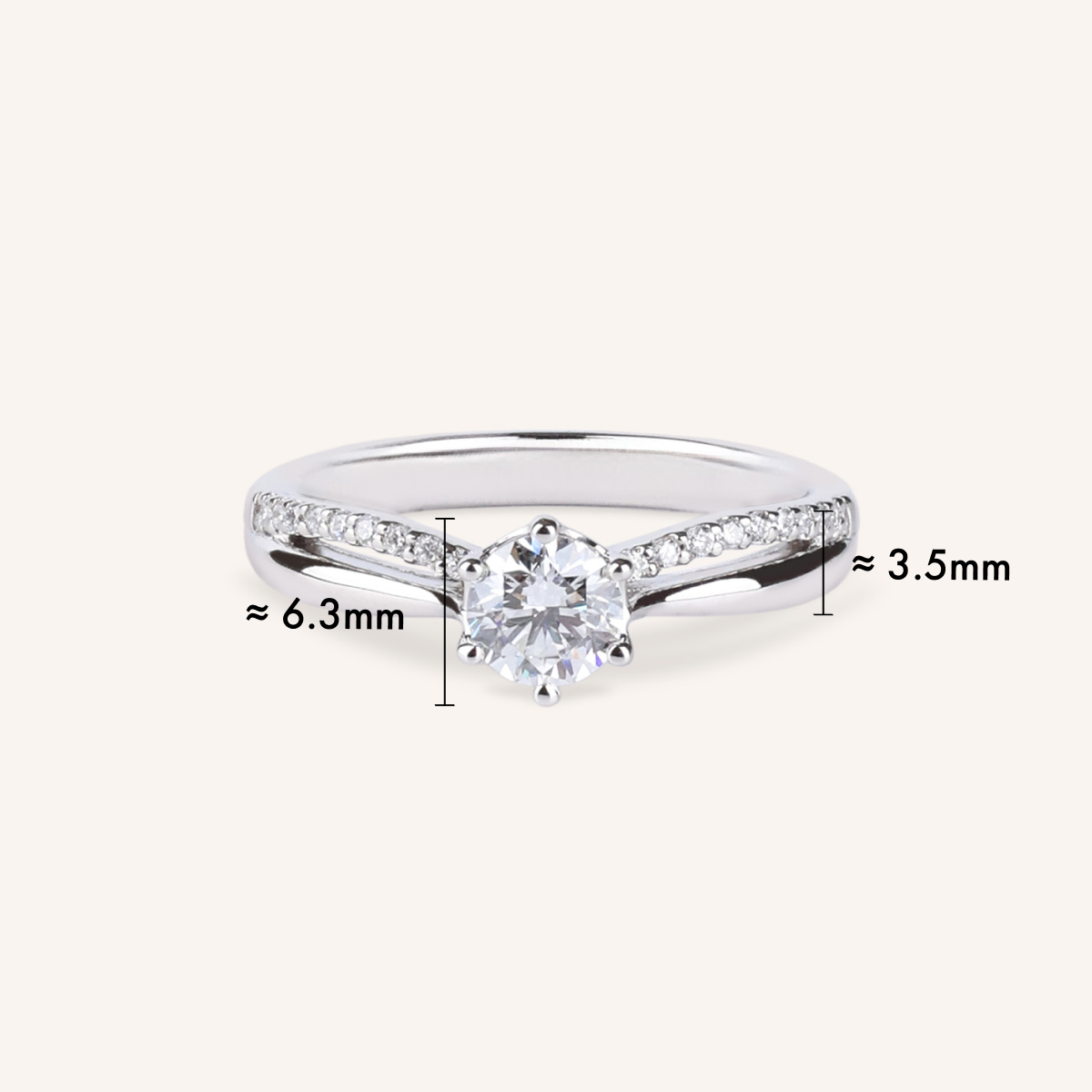 0.5ct 랩그로운 다이아몬드 스플릿 생크 파베 프로포즈 반지