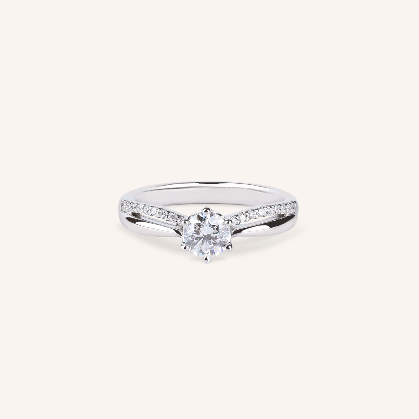 0.5ct 랩그로운 다이아몬드 스플릿 생크 파베 프로포즈 반지