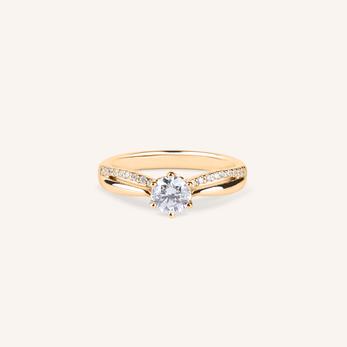 0.5ct 랩그로운 다이아몬드 스플릿 생크 파베 프로포즈 반지