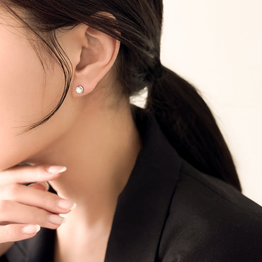 하트 헤일로 스터드 귀걸이