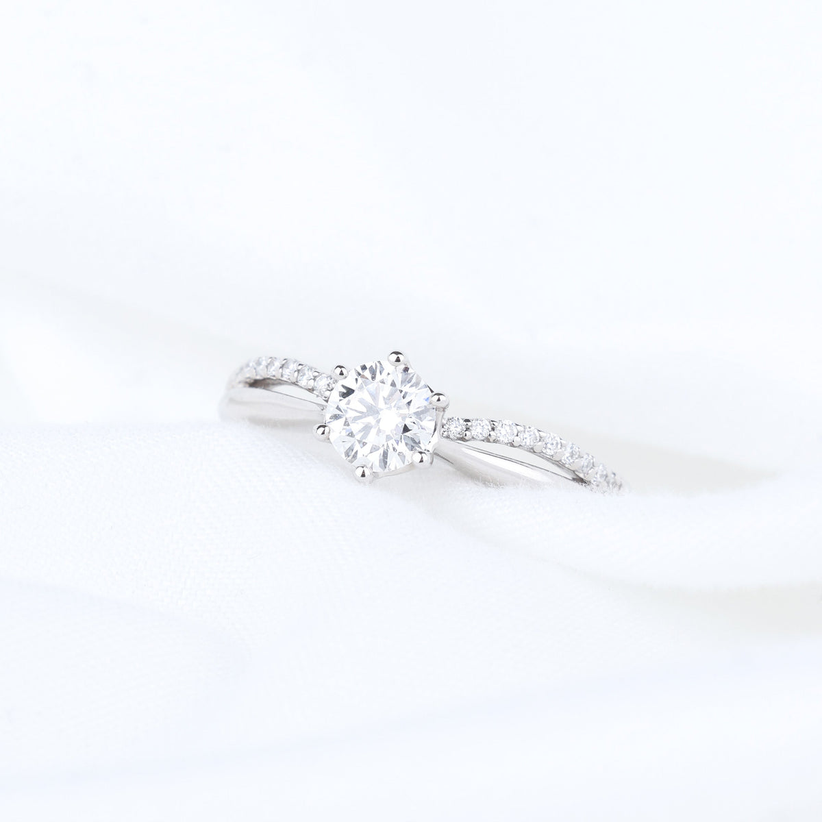 0.5ct 랩그로운 다이아몬드 스플릿 생크 파베 프로포즈 반지