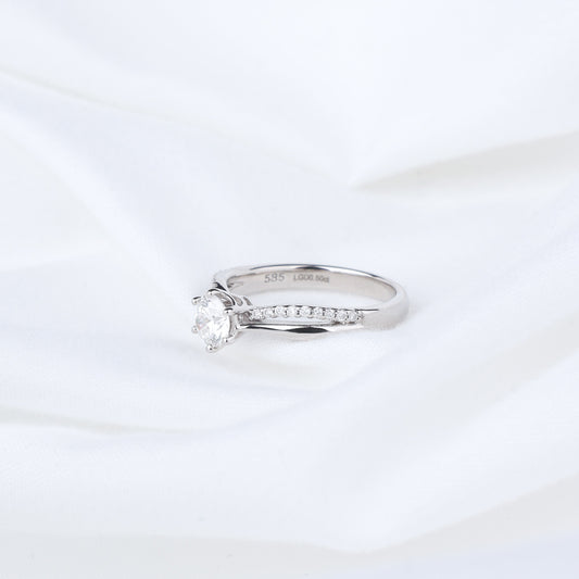 0.5ct 랩그로운 다이아몬드 스플릿 생크 파베 프로포즈 반지