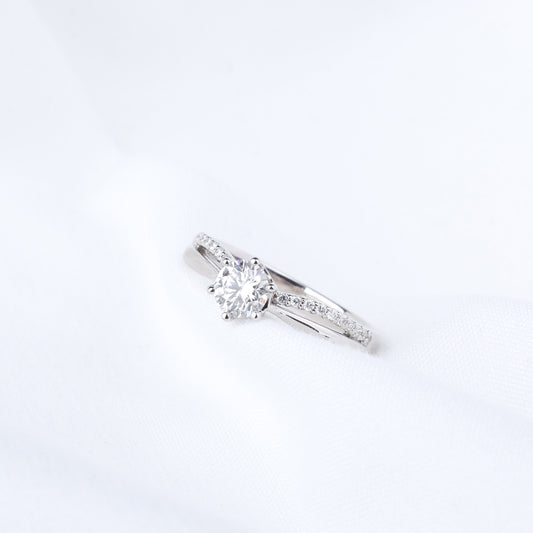 0.5ct 랩그로운 다이아몬드 스플릿 생크 파베 프로포즈 반지