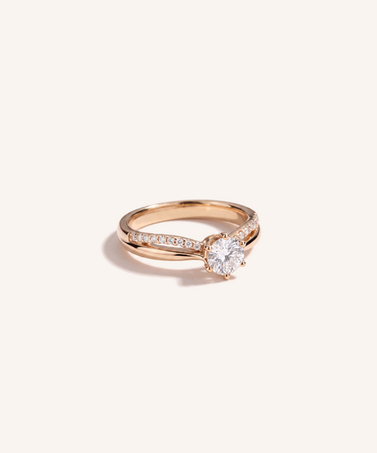 0.5ct 랩그로운 다이아몬드 스플릿 생크 파베 프로포즈 반지