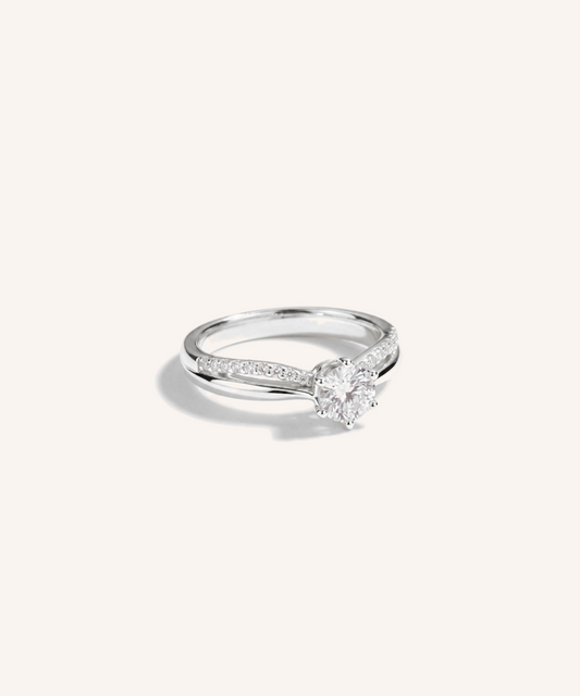 0.5ct 랩그로운 다이아몬드 스플릿 생크 파베 프로포즈 반지