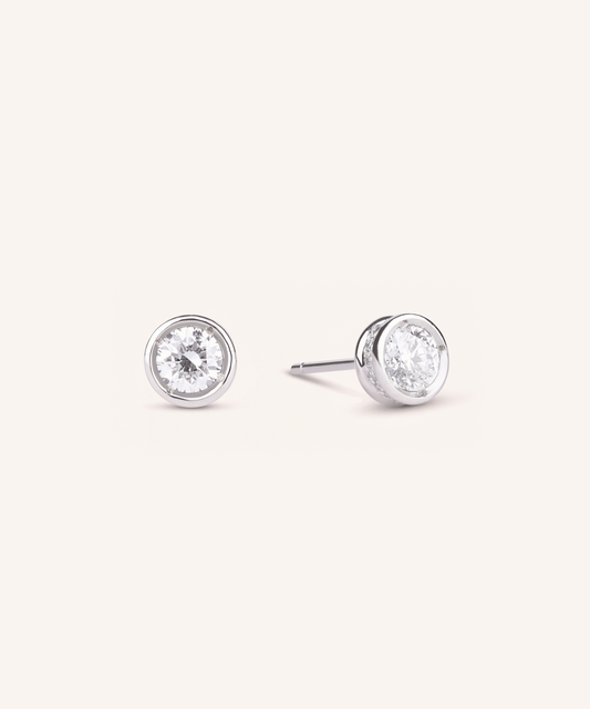0.3ct 랩그로운 다이아몬드 베젤 파베 스터드 귀걸이