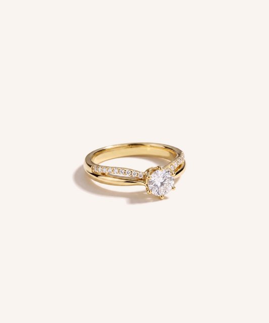 0.5ct 랩그로운 다이아몬드 스플릿 생크 파베 프로포즈 반지