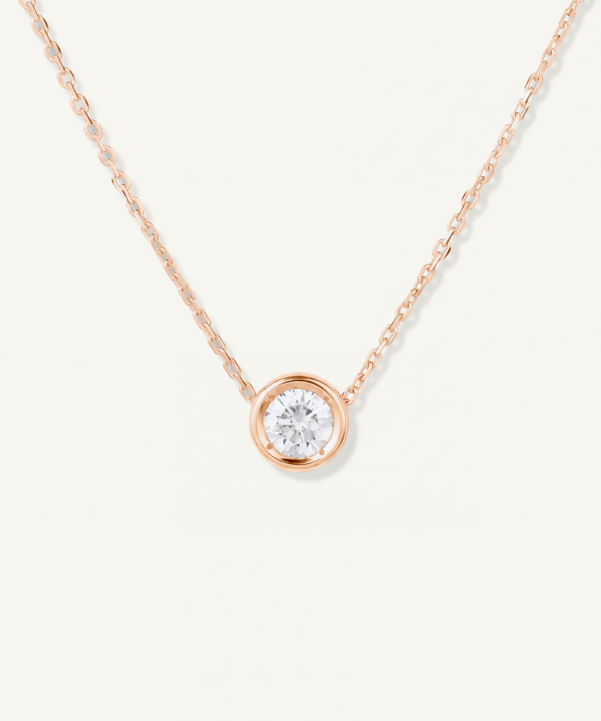 로즈 골드 | 0.5ct Lab Grown Diamond Bezel Pavé Necklace