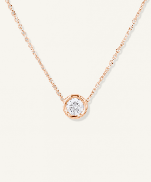 로즈 골드 | 0.5ct Lab Grown Diamond Bezel Pavé Necklace