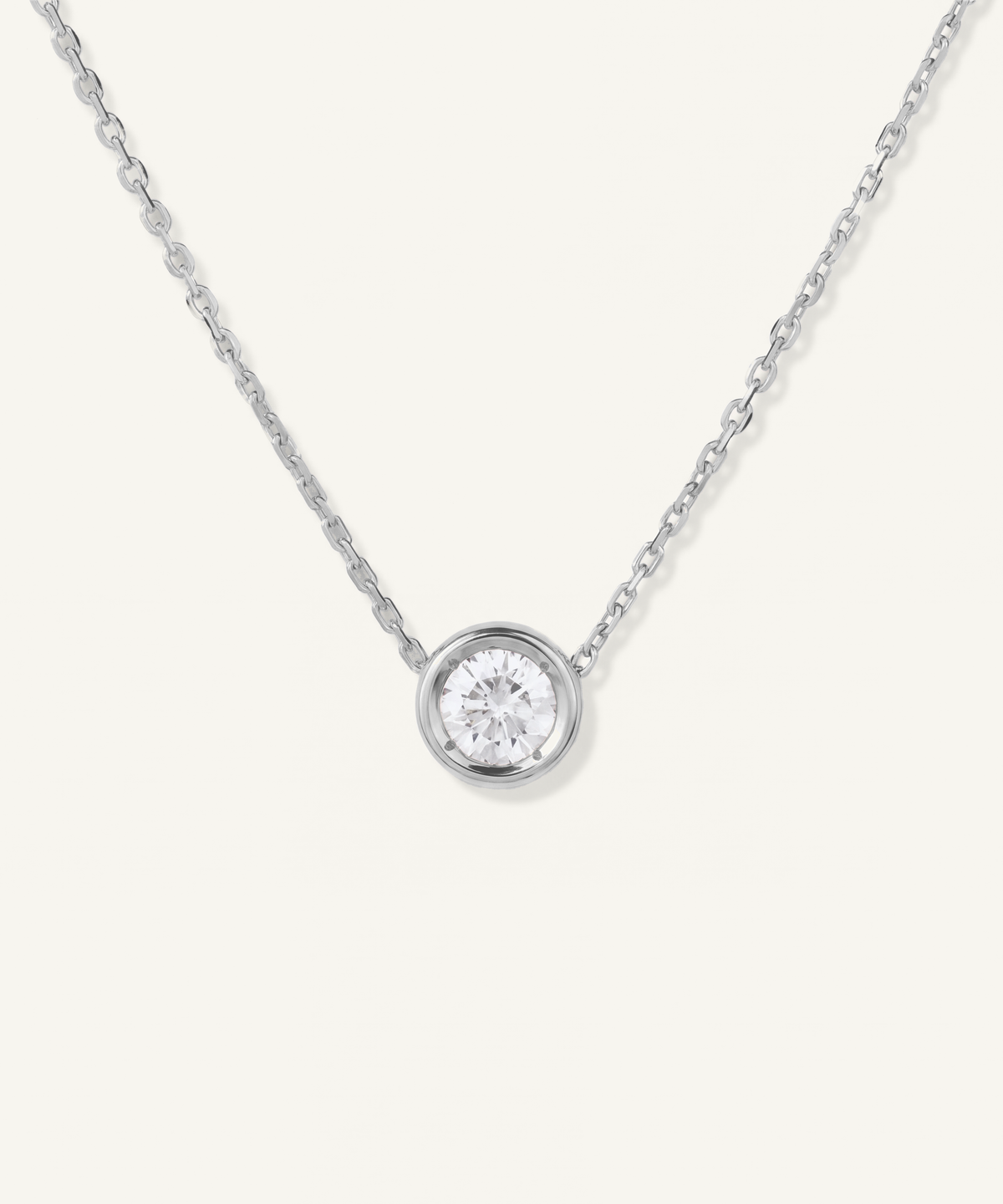 화이트 골드 | 0.5ct Lab Grown Diamond Bezel Pavé Necklace