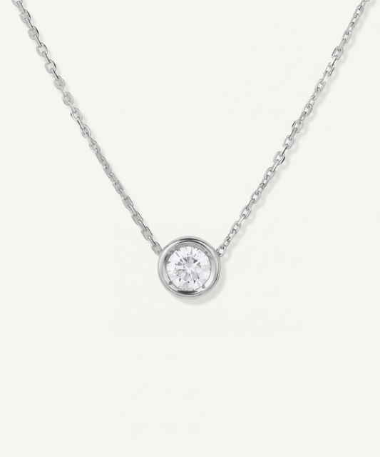 화이트 골드 | 0.5ct Lab Grown Diamond Bezel Pavé Necklace