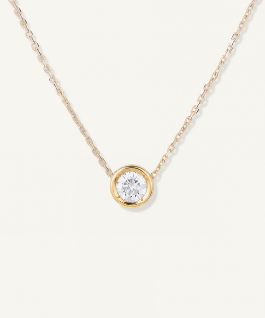 옐로우 골드 | 0.5ct Lab Grown Diamond Bezel Pavé Necklace