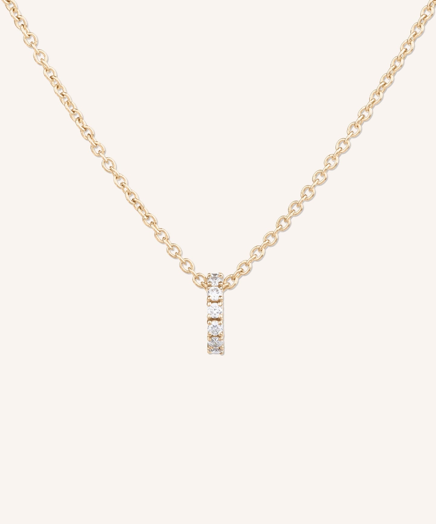 Eternity Diamond Necklace in yellow gold, a row of hand-set lab grown diamonds on a 1.5mm cable chain