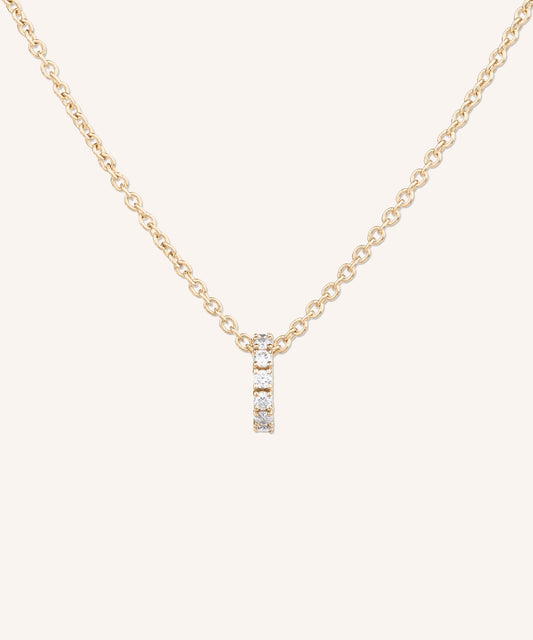 Eternity Diamond Necklace in yellow gold, a row of hand-set lab grown diamonds on a 1.5mm cable chain
