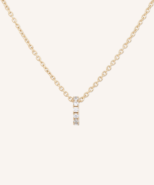 Eternity Diamond Necklace in yellow gold, a row of hand-set lab grown diamonds on a 1.5mm cable chain