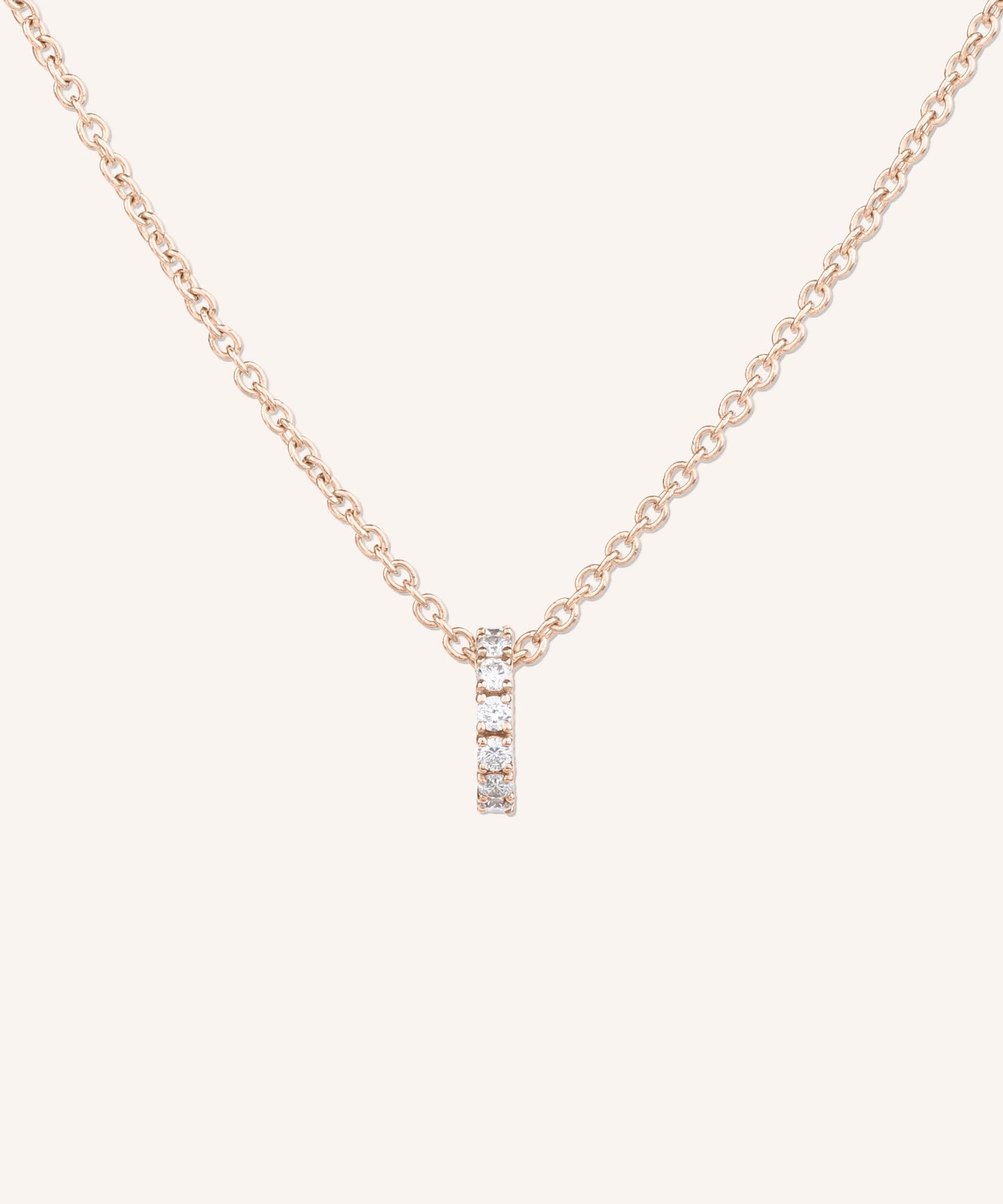 Eternity Diamond Necklace in rose gold, a row of hand-set lab grown diamonds on a 1.5mm cable chain