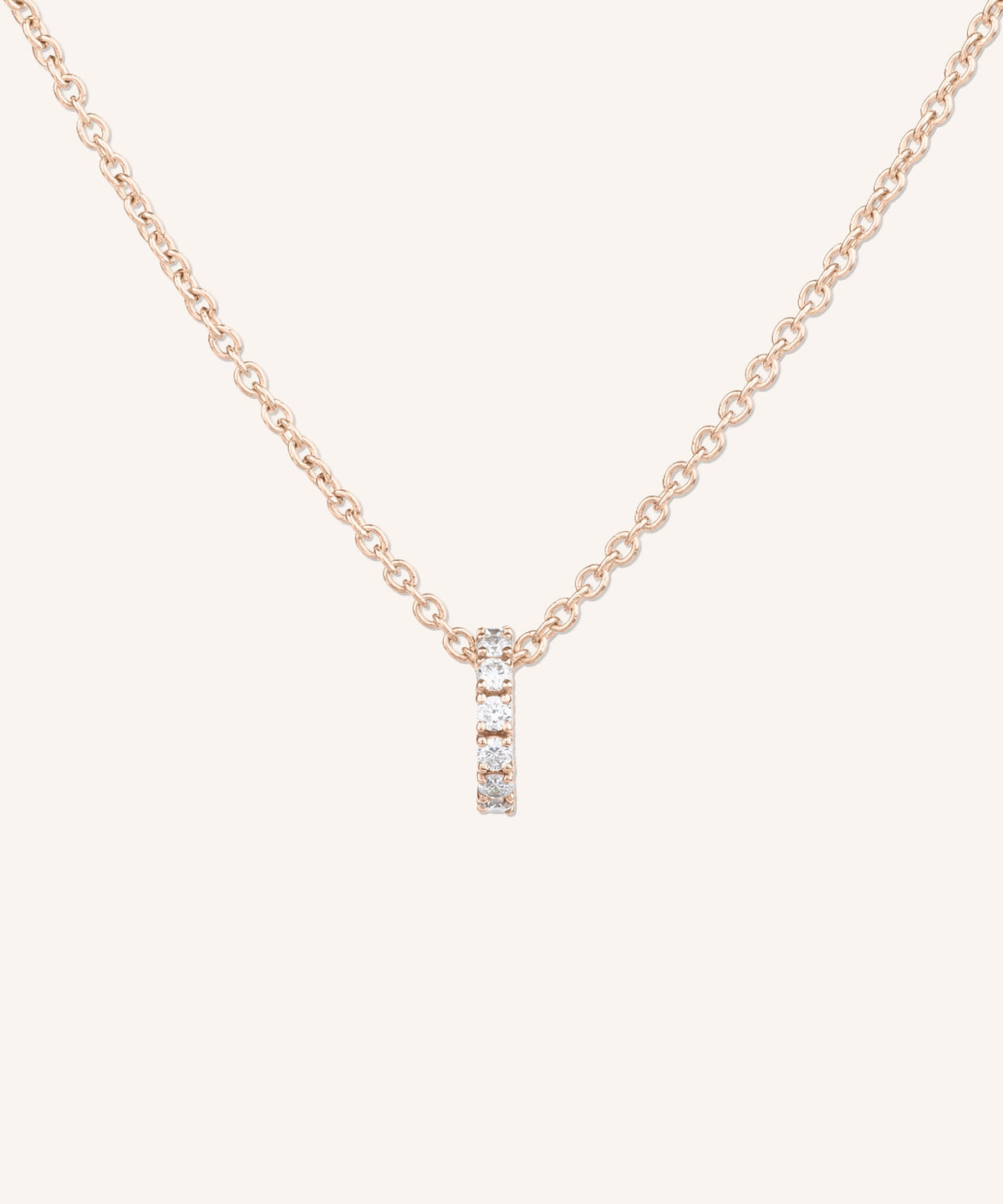 Eternity Diamond Necklace in rose gold, a row of hand-set lab grown diamonds on a 1.5mm cable chain