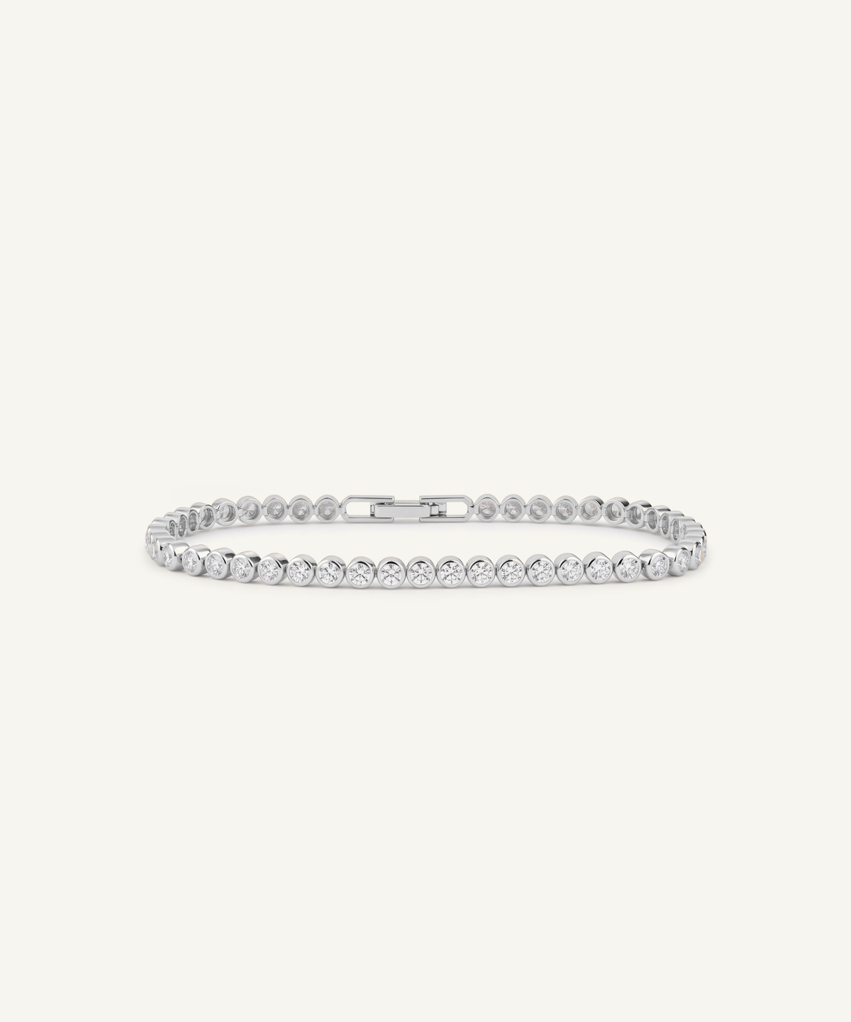 화이트 골드 | Lab Grown Diamond Bezel Tennis Bracelet