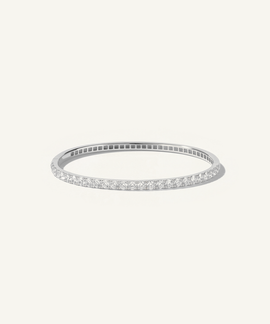 화이트 골드 | Lab Grown Diamond Half Tennis Bangle