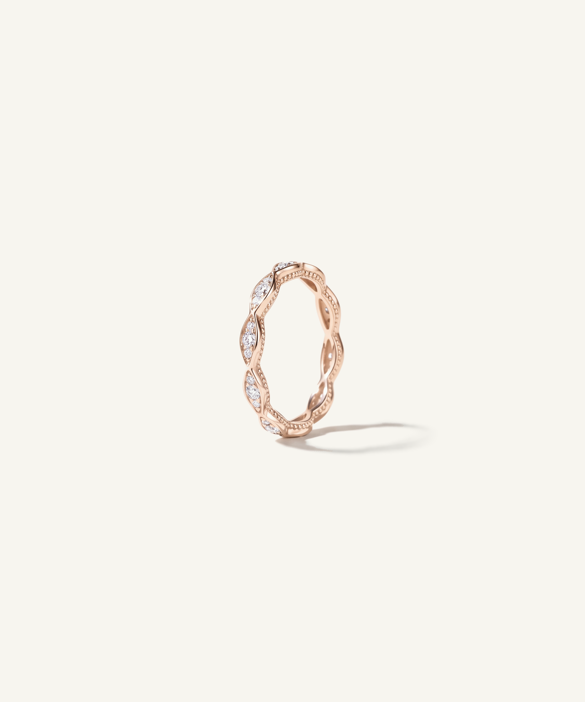 로즈 골드 | standing | Milgrain marquise eternity band standing upright