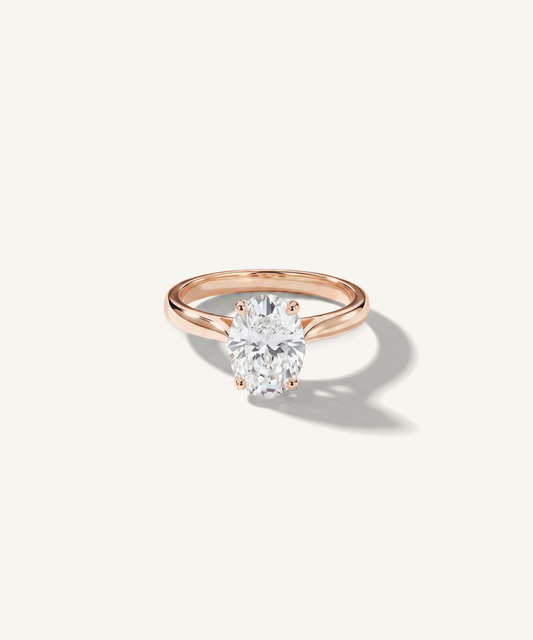 로즈 골드 | Oval Cut Lab Grown Diamond Engagement Ring, angled
