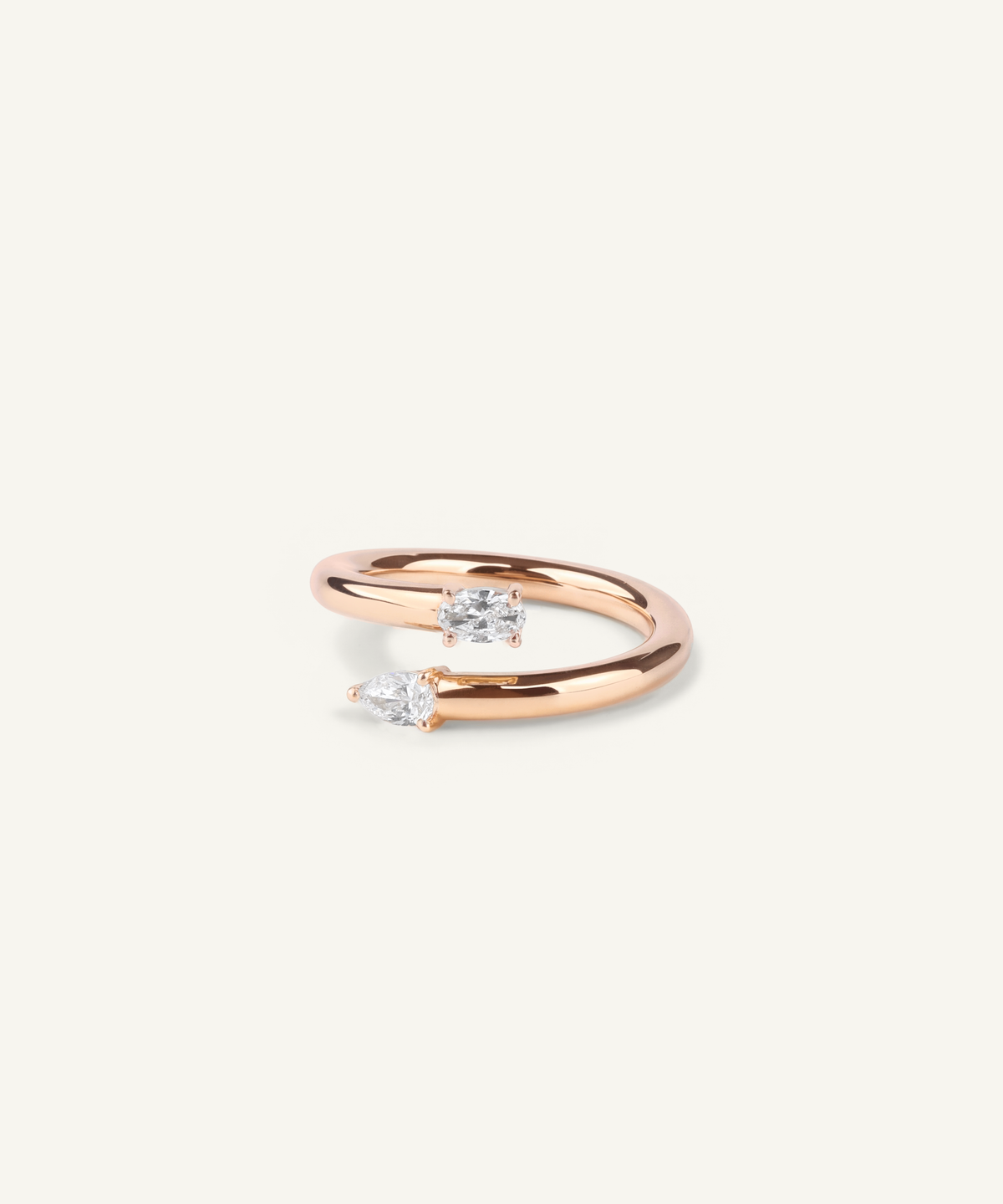 로즈 골드 | Pear & Oval Cut Toi et Moi Bypass Ring