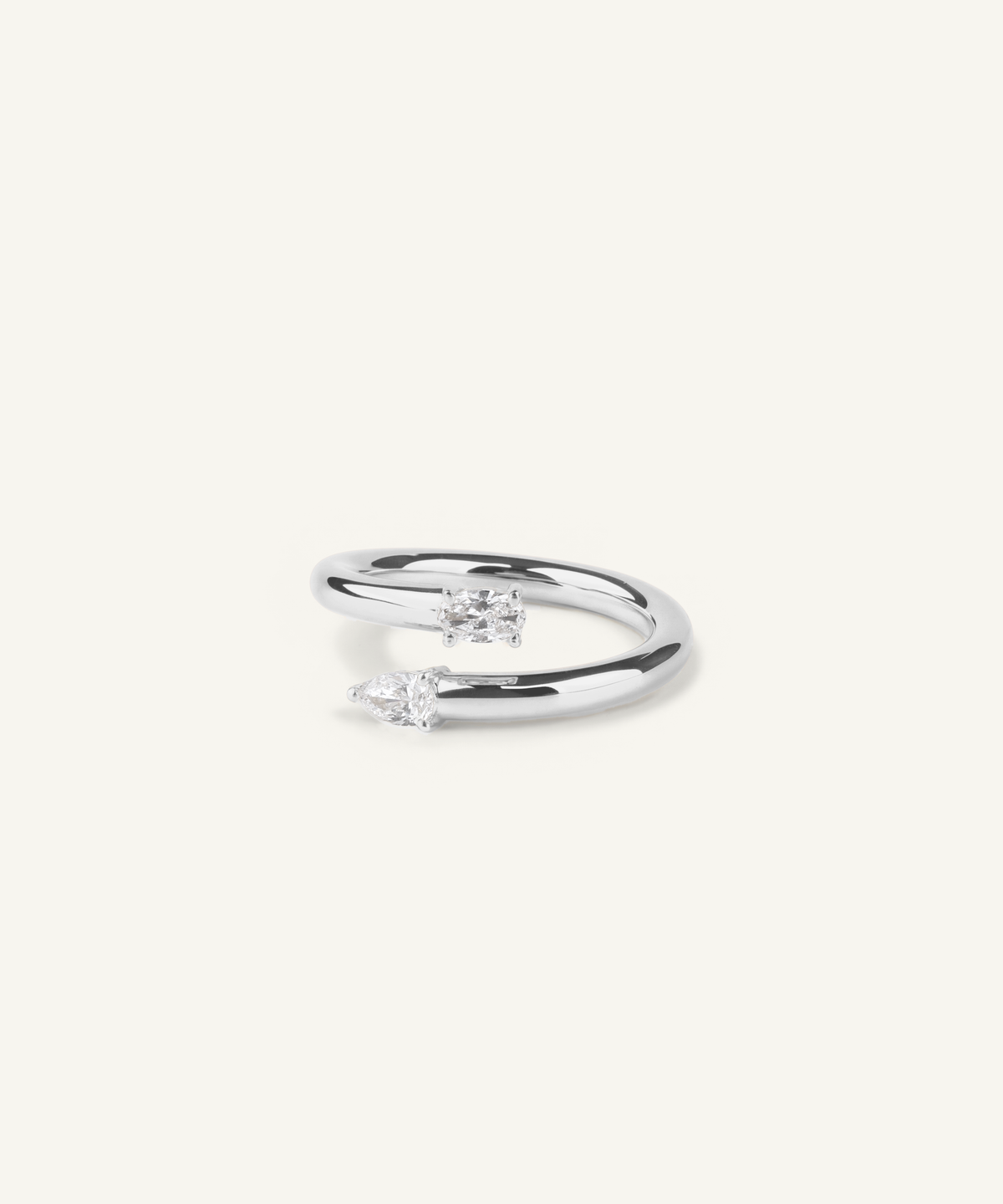 화이트 골드 | Pear & Oval Cut Toi et Moi Bypass Ring