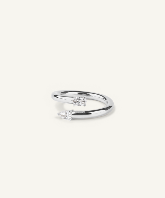 화이트 골드 | Pear & Oval Cut Toi et Moi Bypass Ring