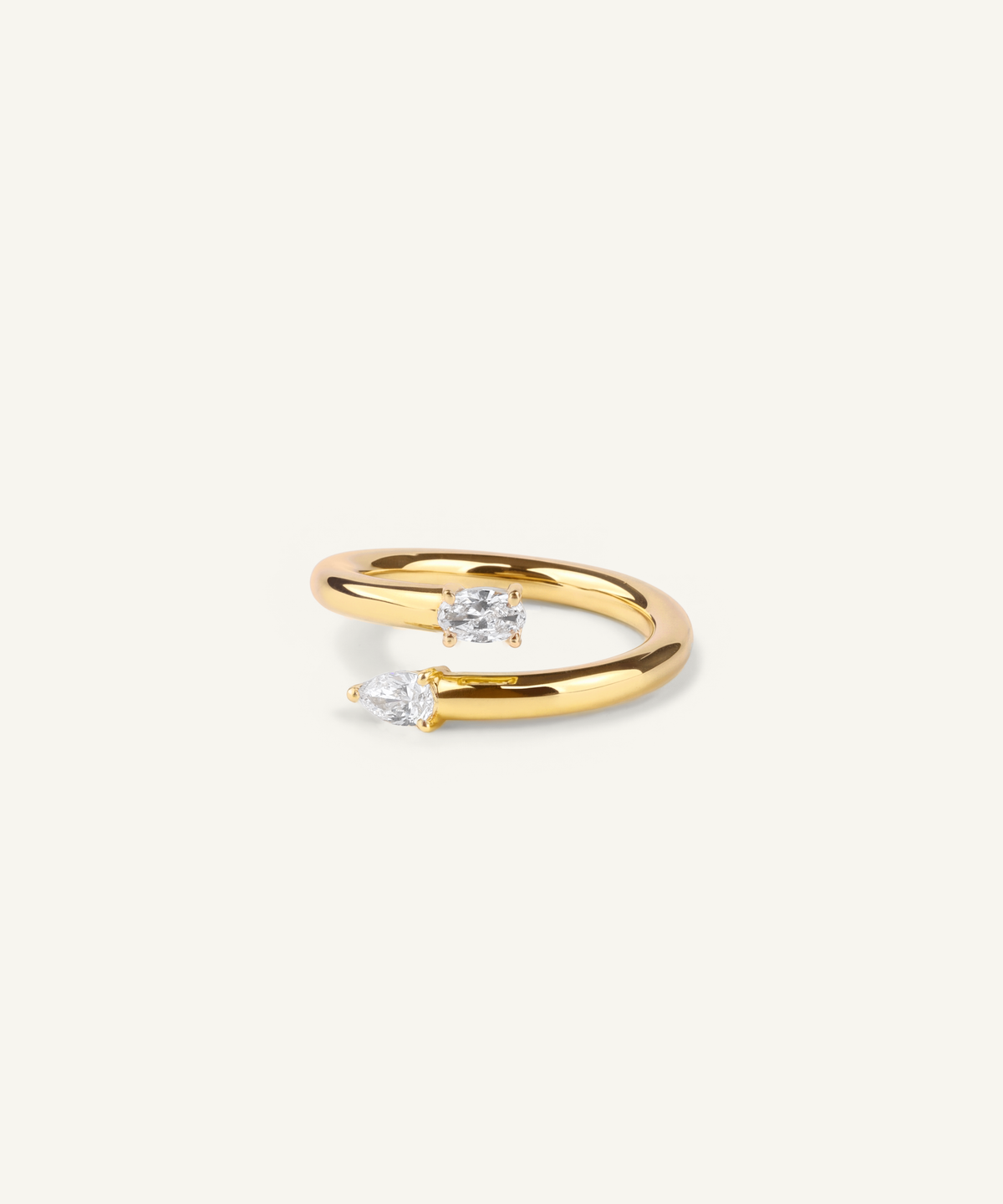 옐로우 골드 | Pear & Oval Cut Toi et Moi Bypass Ring