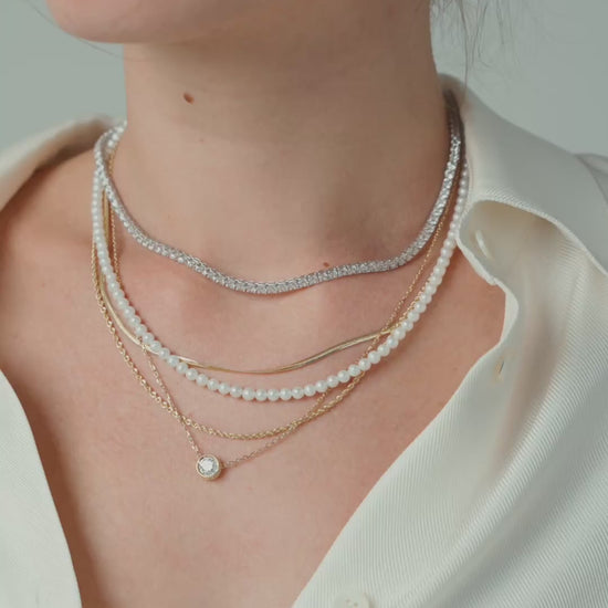화이트 골드 | Lab Grown Diamond Tennis Necklace, 3mm, 영상