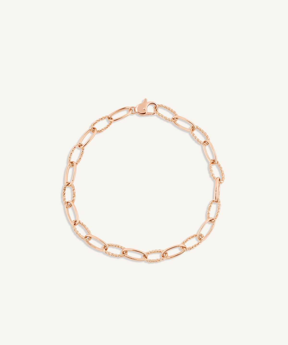 로즈 골드 | shot 1 | Twist chain bracelet in rose gold on a white background