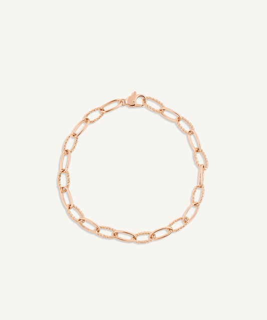 로즈 골드 | shot 1 | Twist chain bracelet in rose gold on a white background