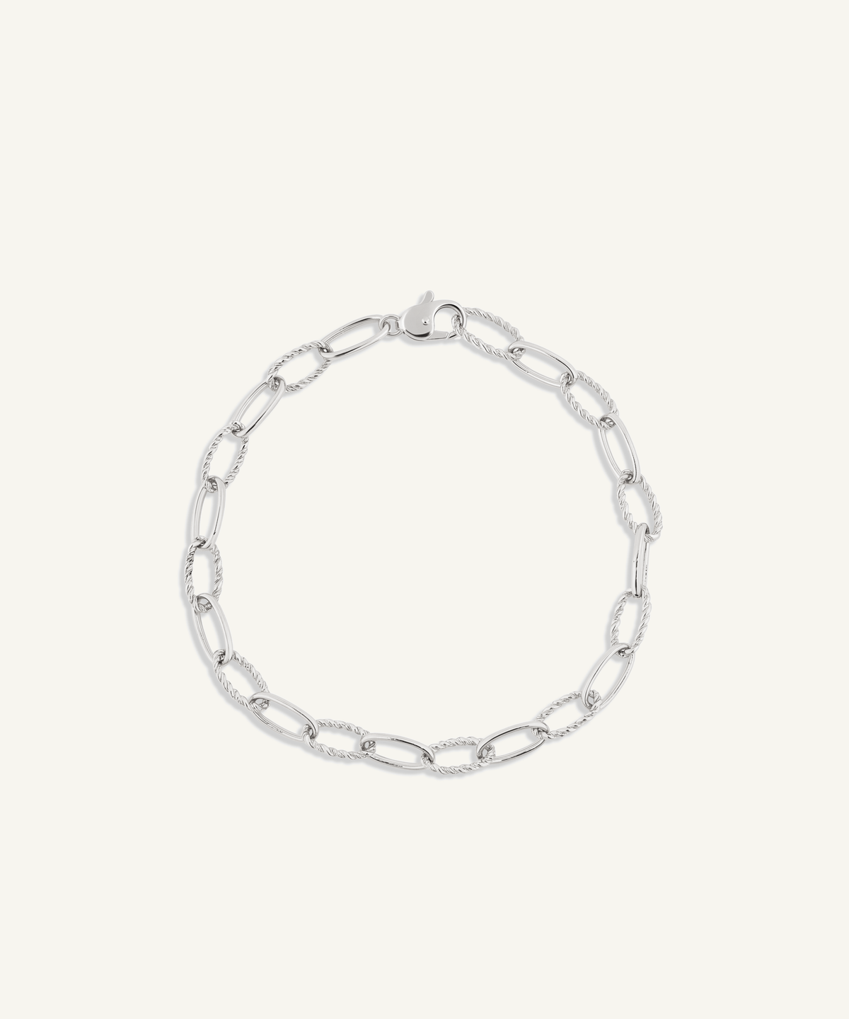 화이트 골드 | shot 1 | Twist chain bracelet in white gold on a white background
