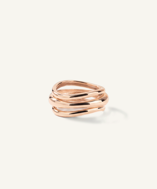 로즈 골드 | Wavy Triple Band Ring