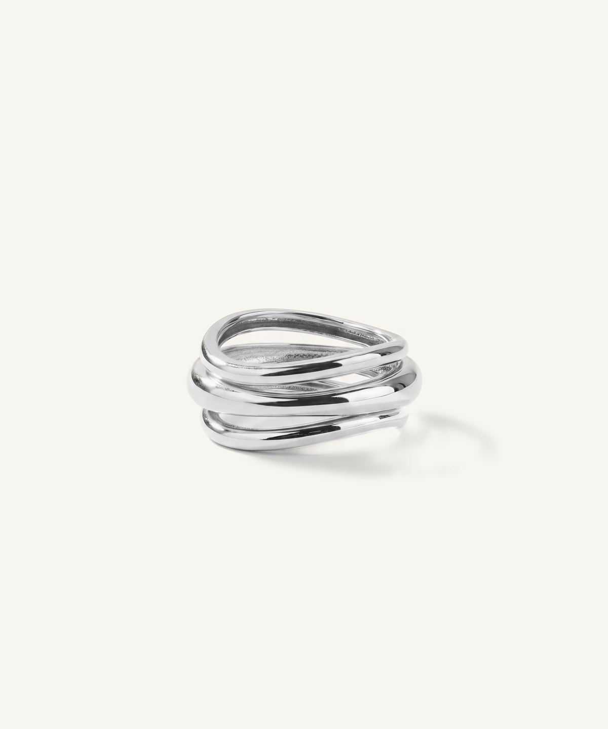 화이트 골드 | Wavy Triple Band Ring