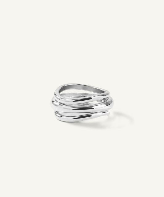화이트 골드 | Wavy Triple Band Ring
