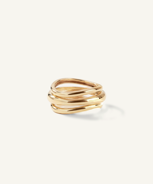 옐로우 골드 | Wavy Triple Band Ring